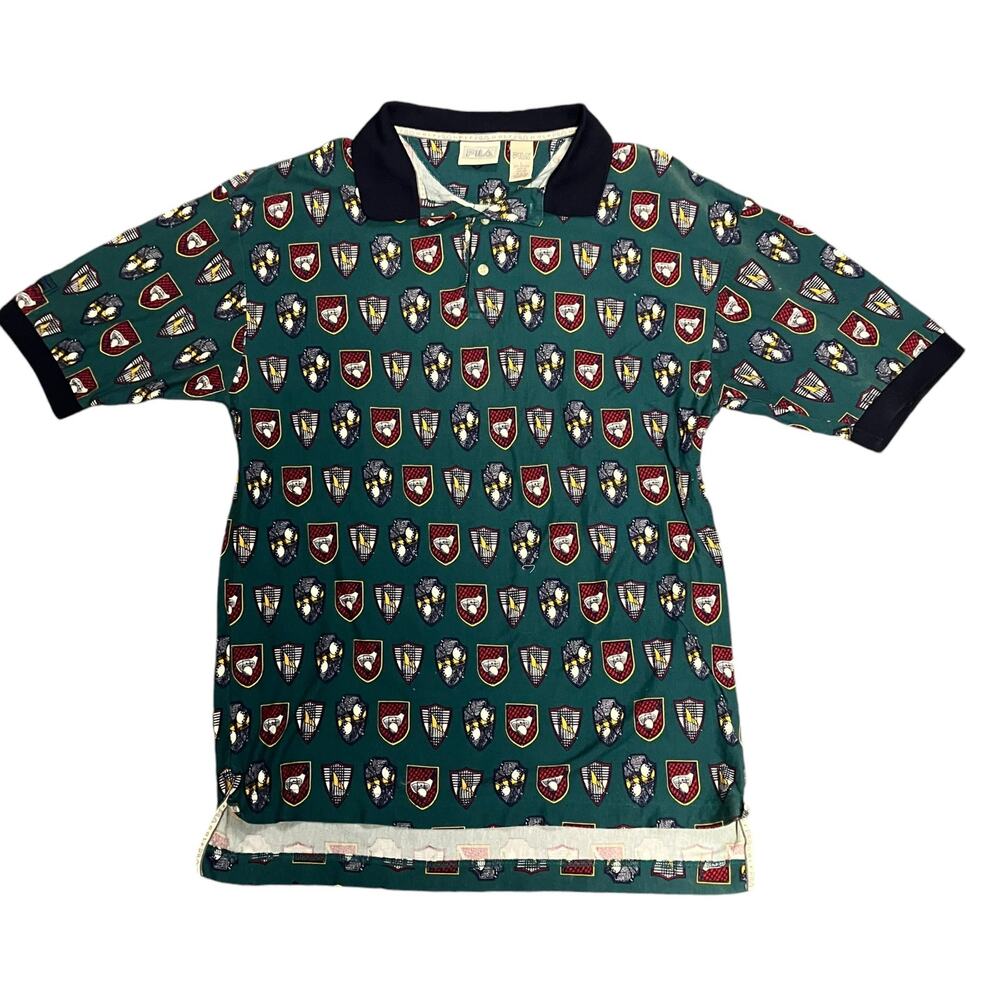 Vintage Fila Golf Men's Green Golf Print Polo Shirt Size Large